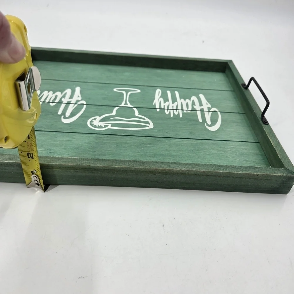 Green Wooden Happy Hour Serving Tray